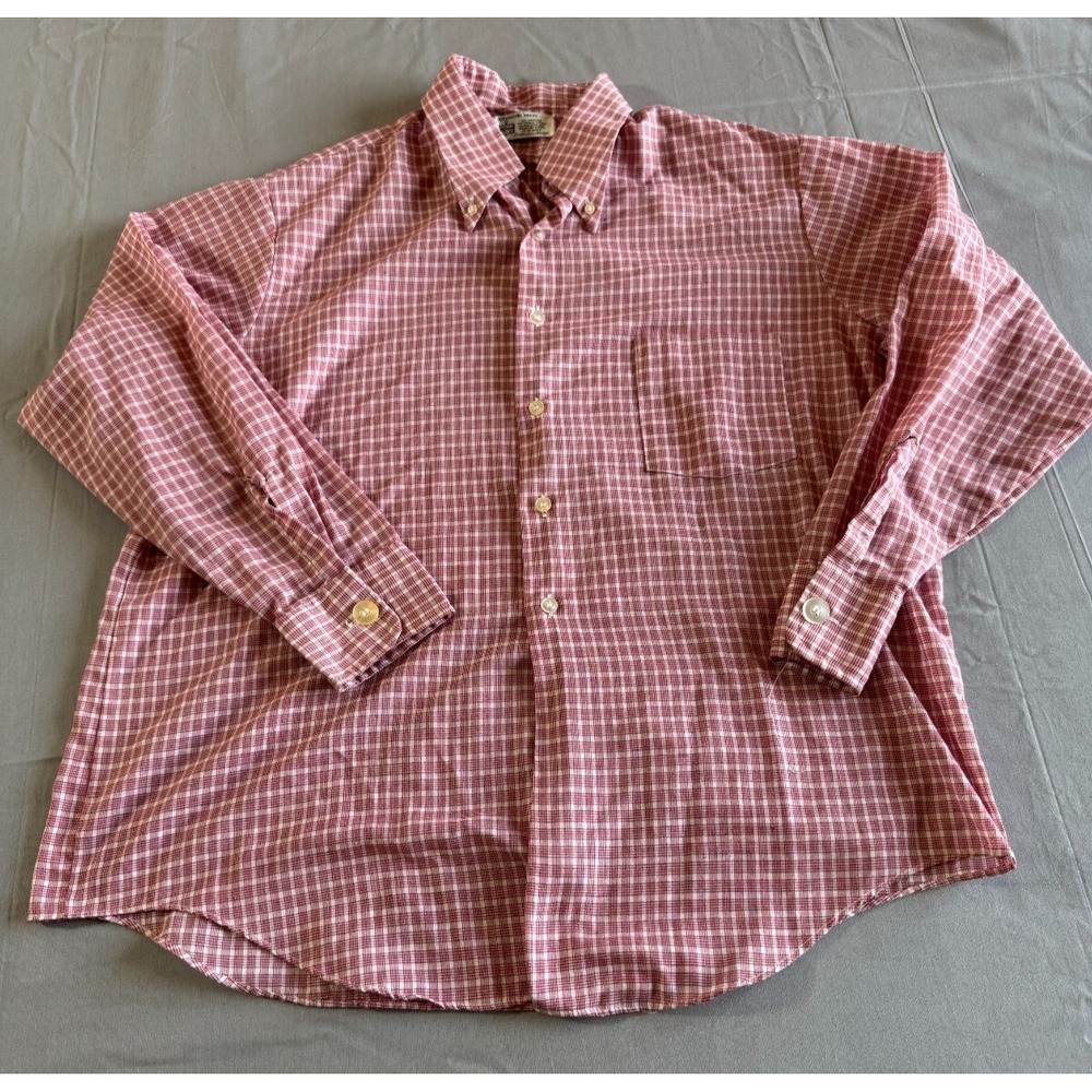 Vintage KMart Shirt 17‎ Large Permanent Press Red Check Boho Men's